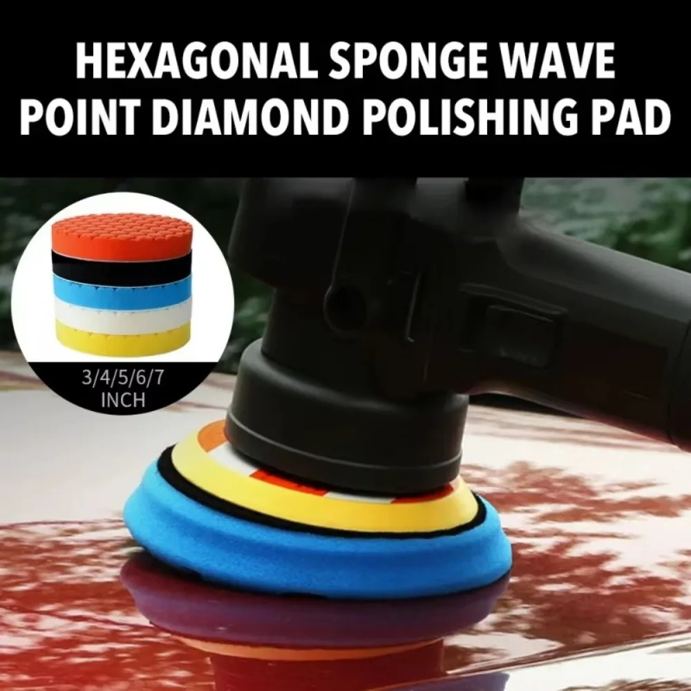5-teiliges Set 3/4/5/6/7 Zoll Auto-Polierpads, Wiederverwendbare Runde Auto-Polierpads, Selbstklebende Polier- und Wachspads – Detail 9