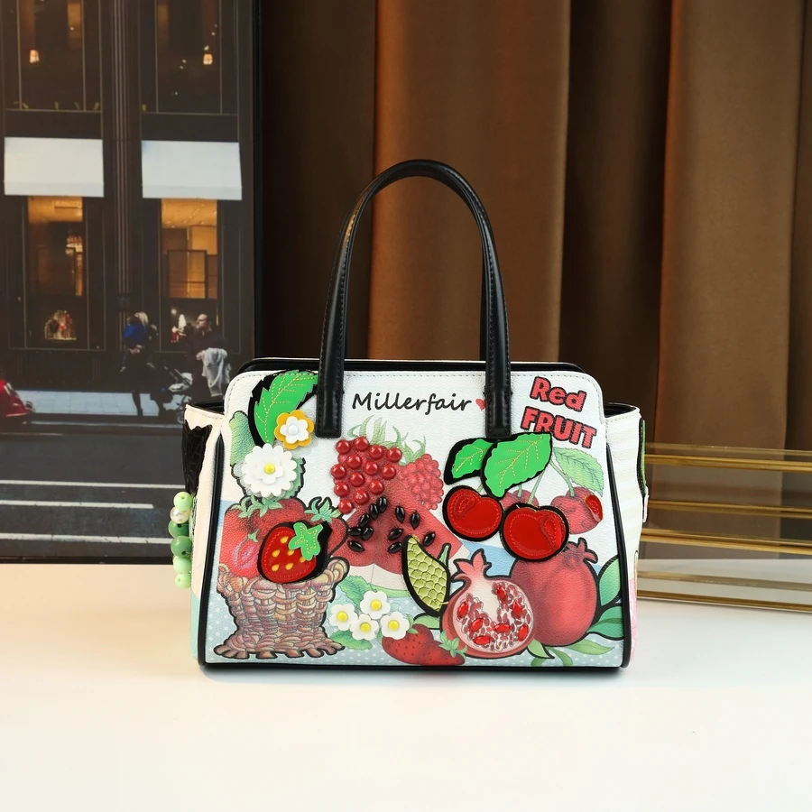 

Fashionable Retro Diamond-Encrusted Fruit Handbag Large Capacity Shoulder Crossbody Bag Stylish Clutch Wristlet Purse