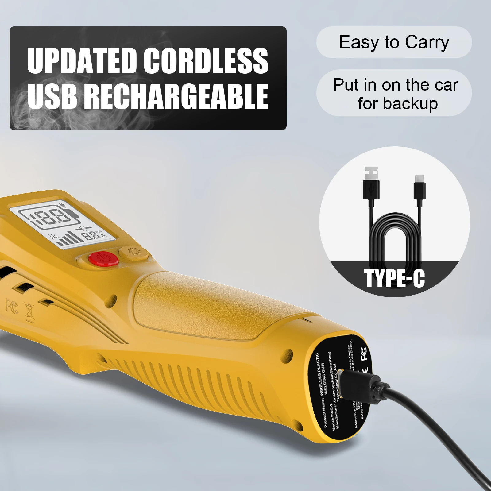 500W Plastic Welding Gun 5000mAh Portable Hot Air Welder for Car/Motorcycle Repair 99% Plastic Compatible Quick Heat 3-5s