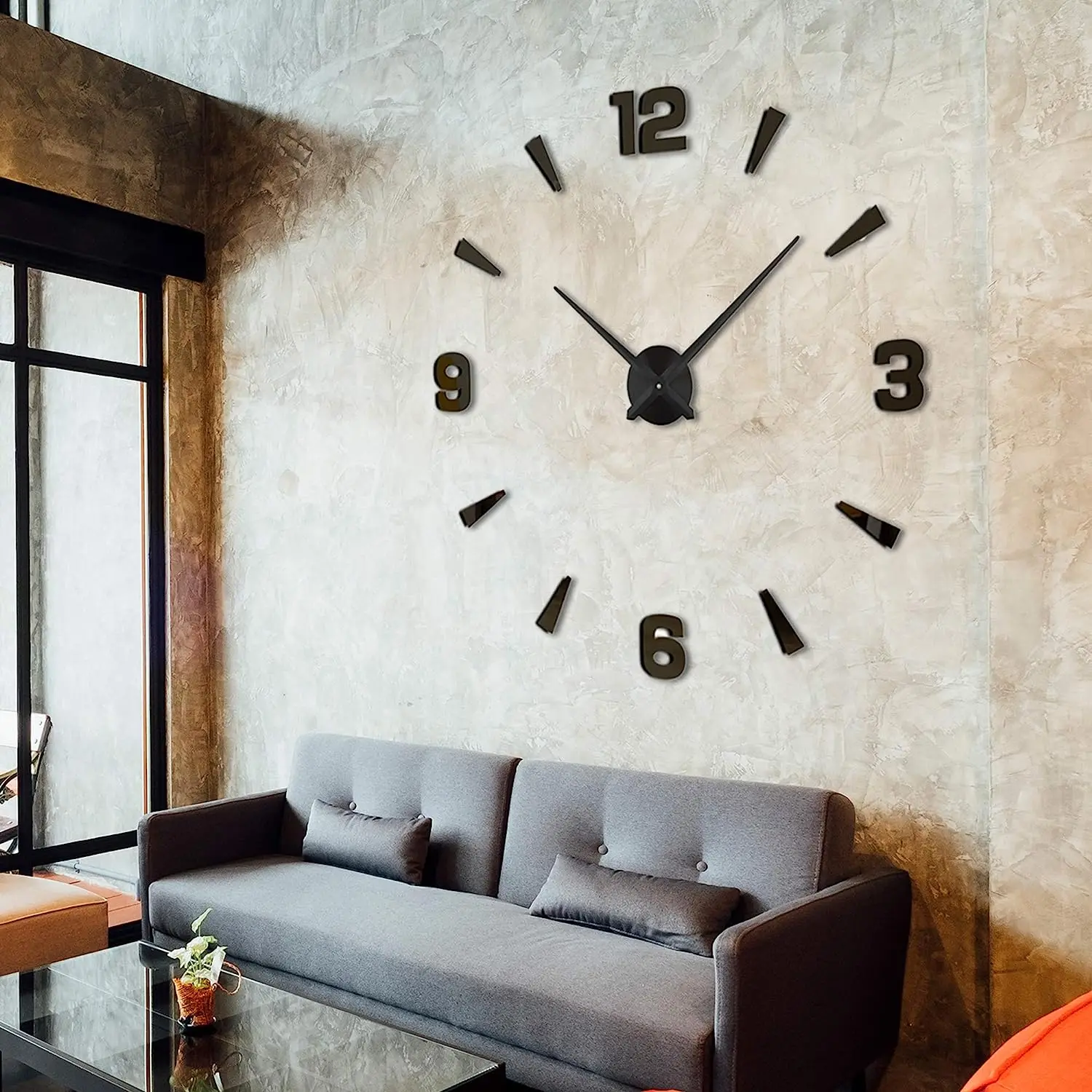 Reloj de pared grande 3D DIY, relojes con espejo acrílico gigante, reloj grande sin marco, decoración del hogar para sala de estar, decoración de pared del dormitorio