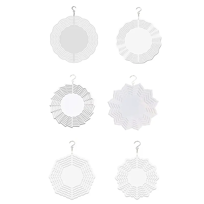 

FIZP 6 Piece Wind Chime Turntable Wind Power White Coated Aluminum Plate Double-Sided Printing Heat Transfer