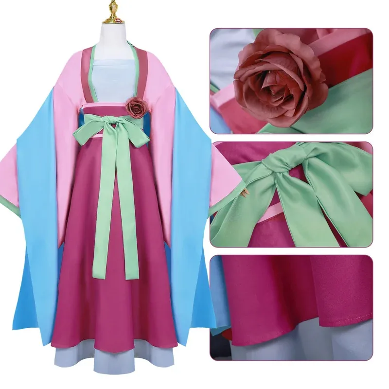 Maomao cosplay traje peruca anime o boticário diários vestido rosa festa de halloween feminino