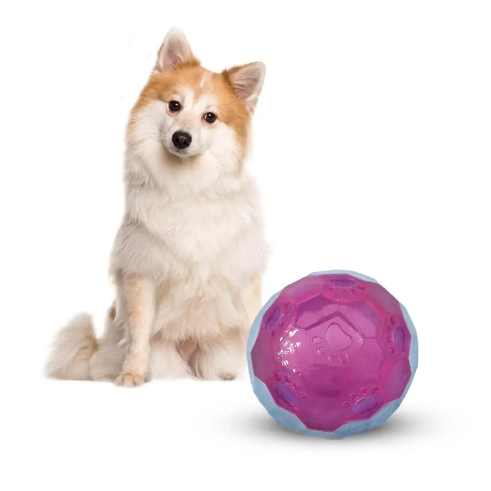 7.5cm Pet Toy Toughness Bite-resistant Dog Ball Toy Teeth Cleaning Dog Chew Toy LED Glowing Elastic Squeaker Ball Pet Supplies