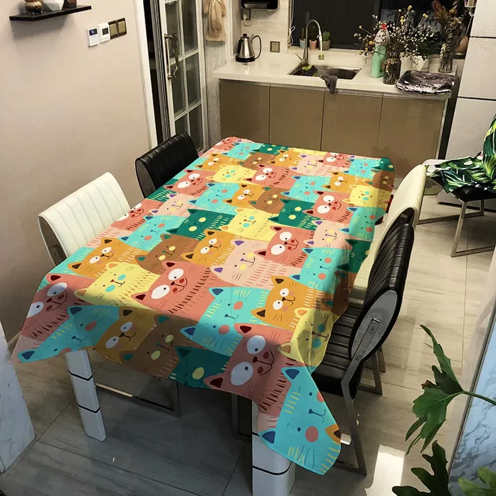 Animal Cartoon Printing Tablecloth Dust Proof Rectangular Table Covers Home Dining Tea Table Decoration