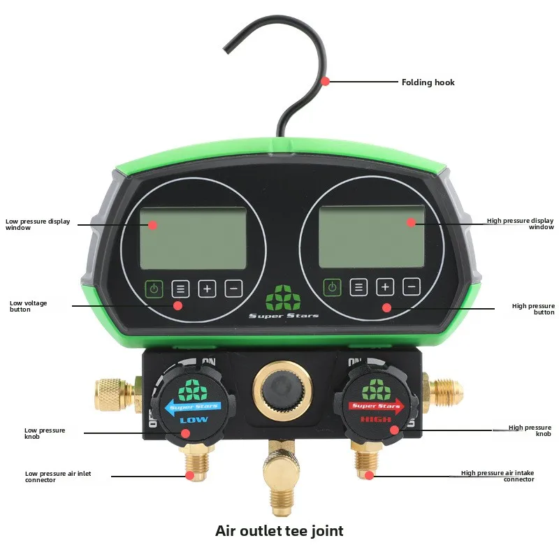 ST-B268D Electronic Fluoride Meter Visual Digital Display Dual Meter Functional Liquid Addition Refrigerant Pressure Evacuation
