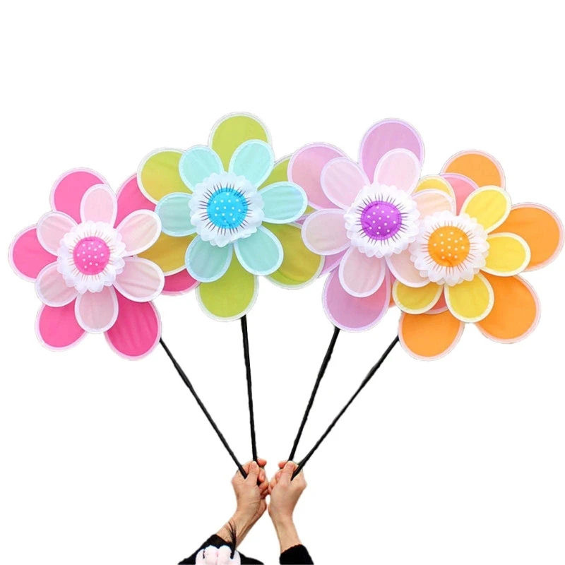 Pinwheels Two Layer Decorative Garden Stakes Windmills Yard Gardening Art Gifts Dropship