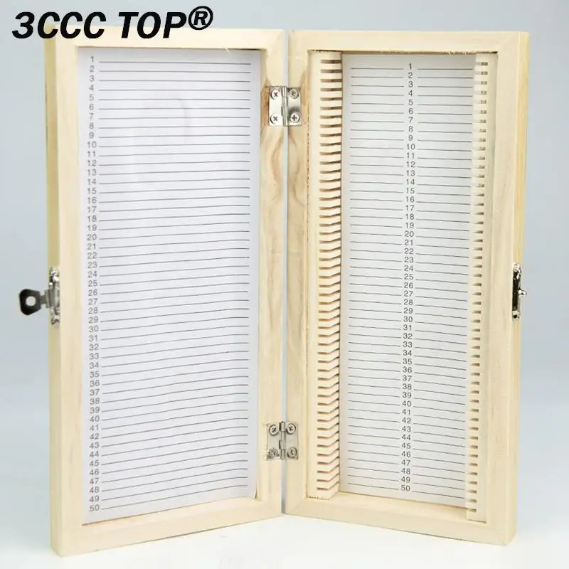 Microscope Slide Box Case Portable Wooden Storage Box Holding 50pcs Biological Pathological Microscope Slides