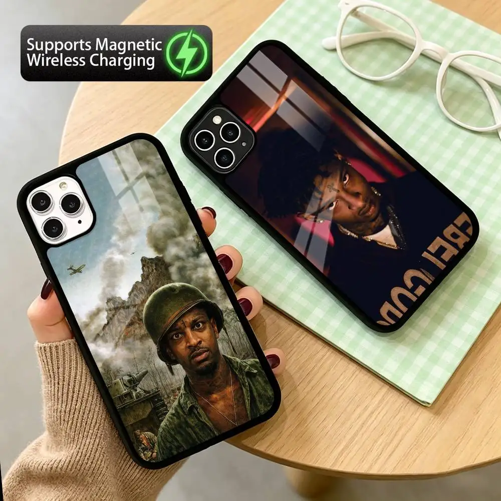 

21 S-Savage Rapper Phone Case For iPhone17,16,15,14,13,12,11 Plus,Pro Supports Magnetic Wireless Charging