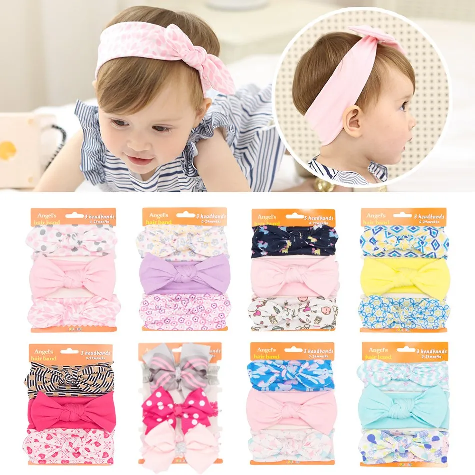 Newborn Hair Accessories Set Baby Autumn Winter Cartoon Bow Warm Headband 3PCS Baby Girl Headbands Baby Birthday Gift 0-2 Years