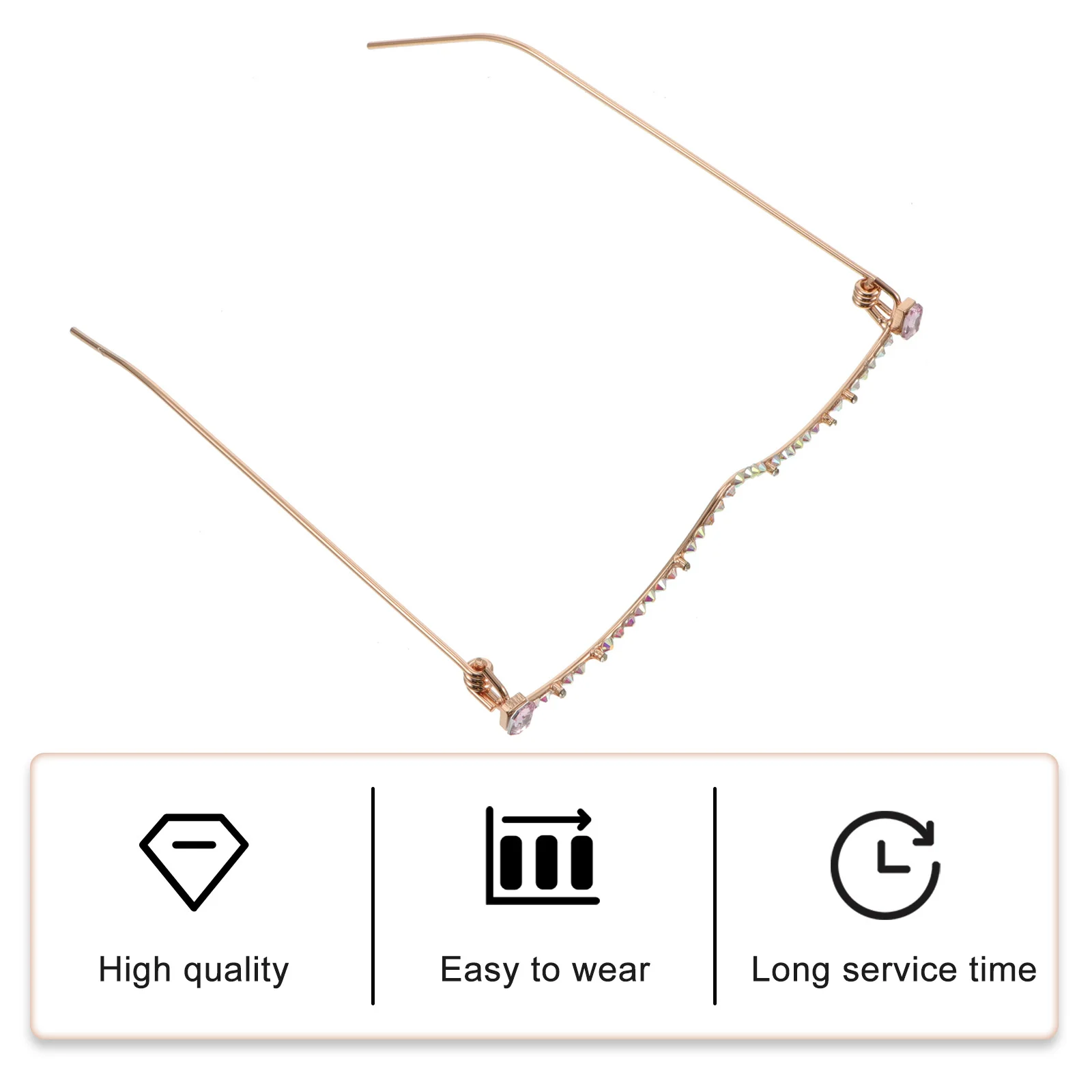 

Half-Frame No Lens Eyeglasses Metal Frame Women Decorative Glasses Crystal Decor Fashion Photo Prop For Girls Novelty Glasses