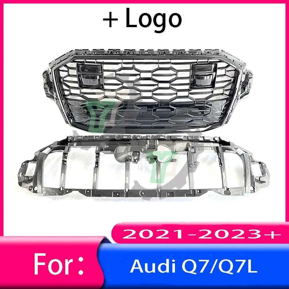 For Audi Q7/Q7L 2021 2022 2023 Car Front Bumper Grille Centre Panel Styling Upper Grill (Modify For RSQ7 style)