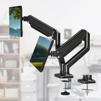 Single/Dual Monitor Mount Up To 32 inch Screens, Up To 22 Pounds Per Arm, Adjustable Dual Monitor Stand Suitable For Home Office