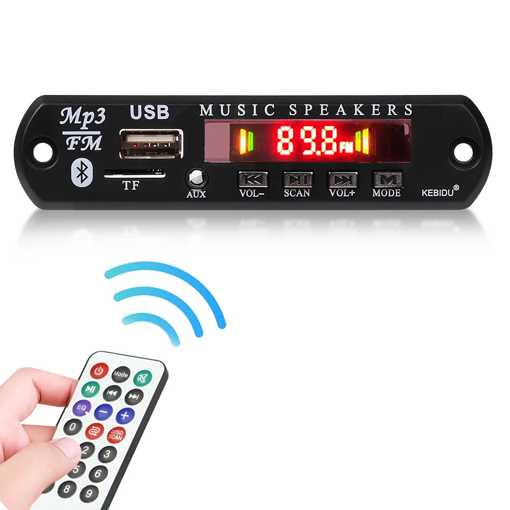 Amplifier 50W Bluetooth 5.0 MP3 WMA APE Decoder Board 12V 18V 25W Panggilan Handsfree Audio Mobil Mikrofon USB TF FM DIY Pemutar Musik