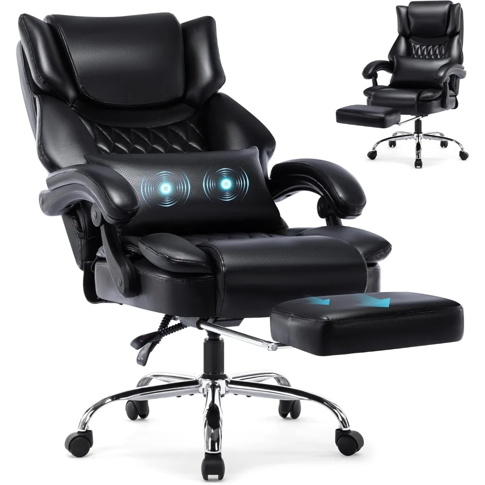 كرسي مكتب عالي الظهر مع مسند للقدمين، كرسي مكتب كمبيوتر تنفيذي مع وسادة قطنية للتدليك، زاوية قابلة للتعديل، B #1