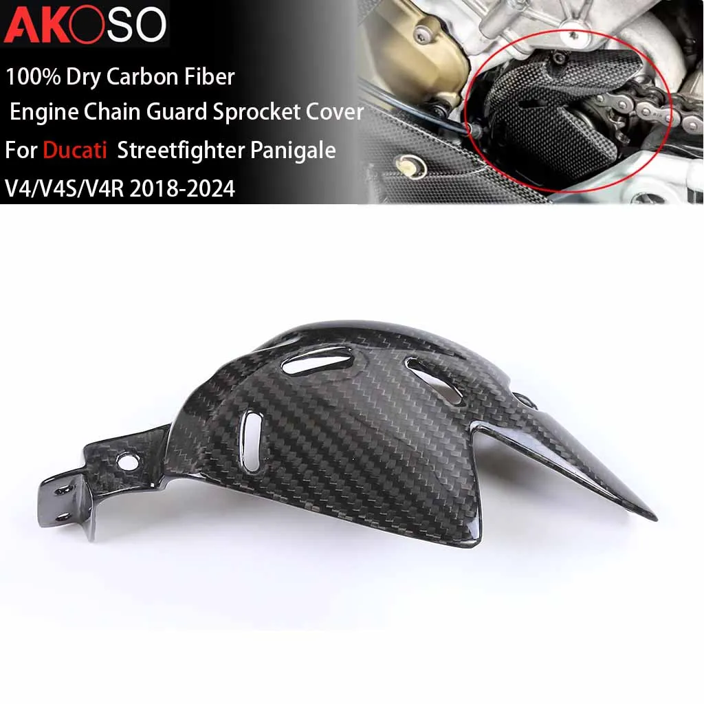 

Motorcycle For Ducati Streetfighter PanigaleV4/V4S/V4R 2018-2024 100% Carbon Fiber Engine Chain Guard Sprocket Cover Accessories