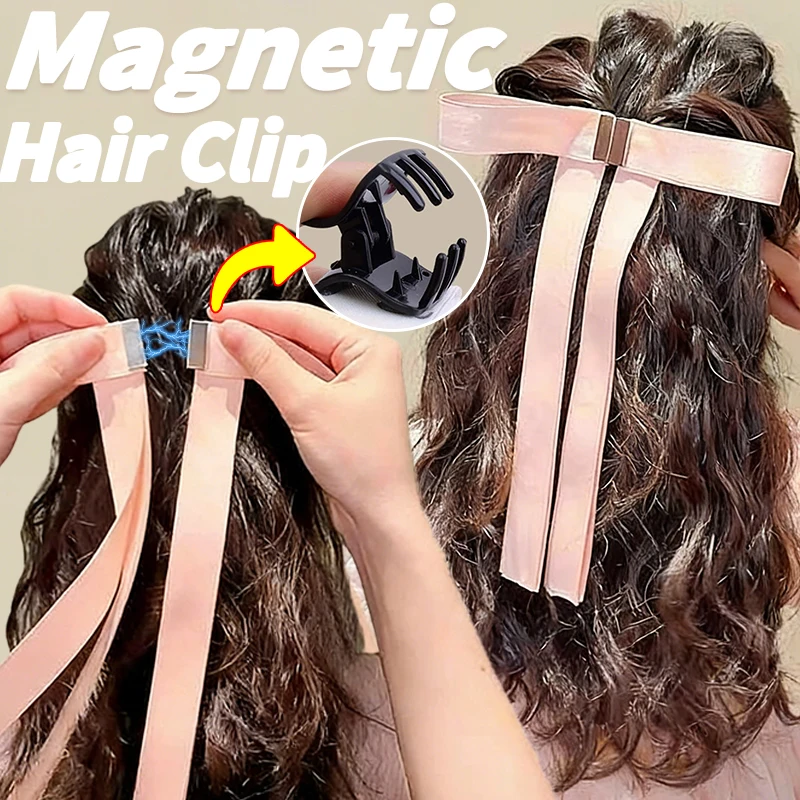 Süße Mädchen Smarte Magnetische Haarschleife ohne Haarschädigung für Frauen Modische Magnetische Haarspange für Alltag und Party Haaraccessoires