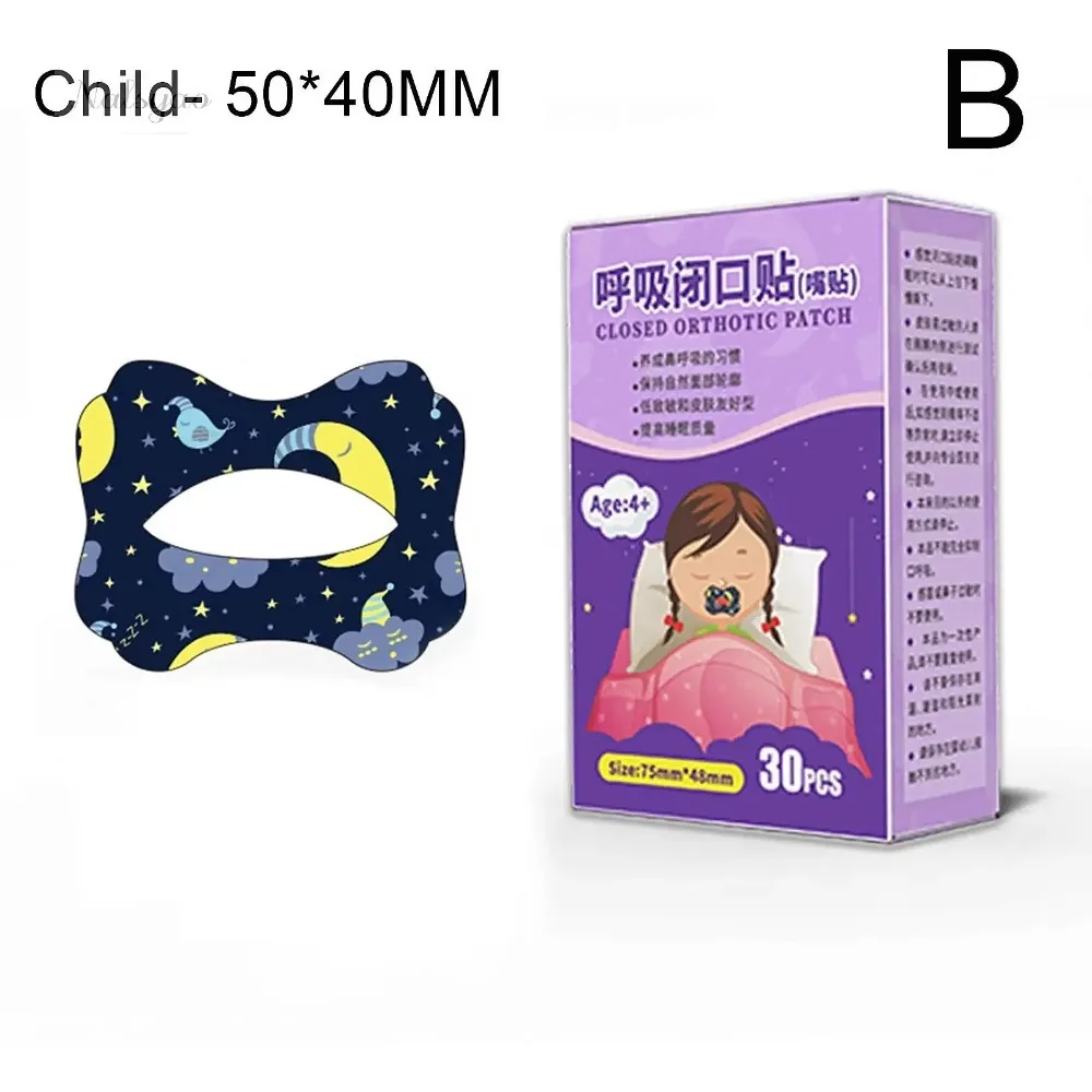 30Pcs Anti-Snoring Mouth Stickers per Box Night Sleep Aid Lip Patches for Adults And Children Nose Breathing Orthotic Aid
