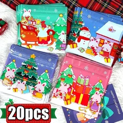 1/20pcs Cute Cartoon Christmas Tree Self Sealing Bag Square Packaging Bags Snack Storage Pack Festival Gift Pouch Party Supplies