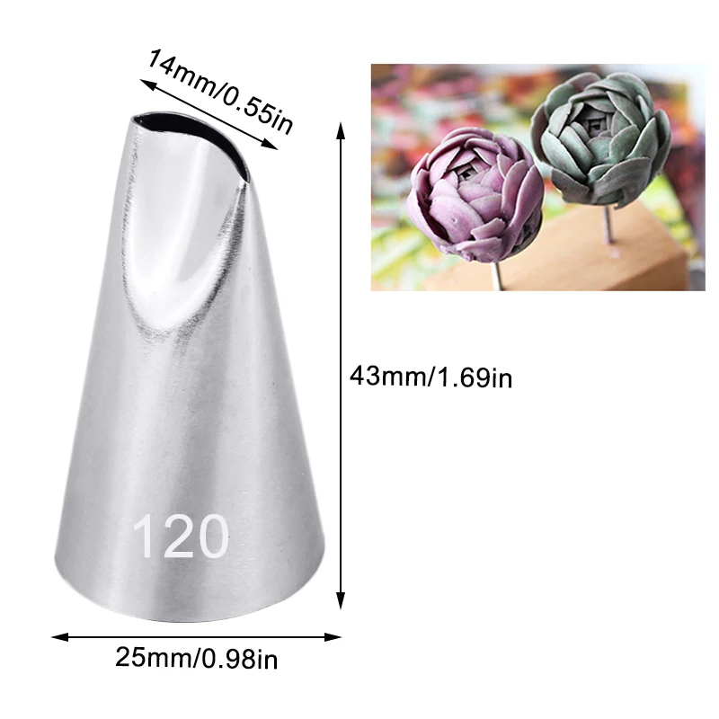 1/3PCS #120 121 123 Rose Petal Cream Piping Nozzles Pastry Fondant Icing Tips Baking Tools Cake Decorating Bakeware