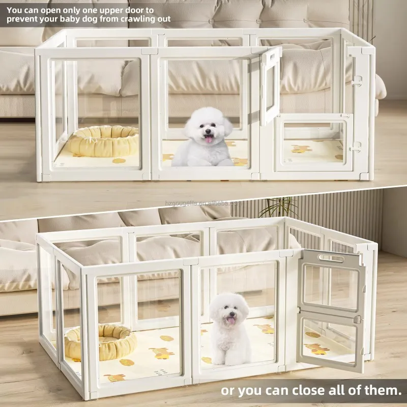 Wholesale Clear Acrylic Modular Pet Playpen Easy Assembly Portable Dog Pen for Indoor Puppy Training OEM Supported
