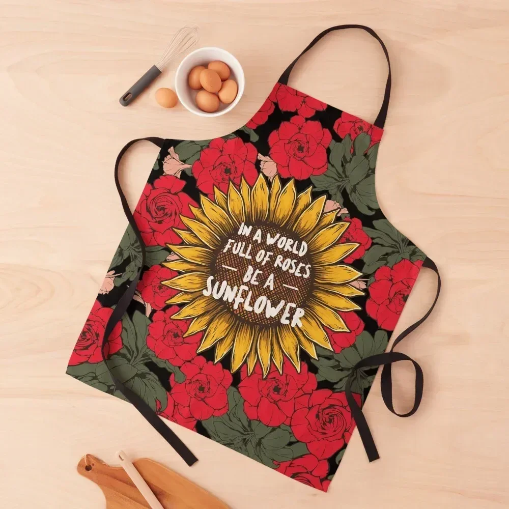

In A World Full Of Roses Be A Sunflower Quote Apron Children'S Chef Uniform For Men cleanings Kitchen Apras Man Apron