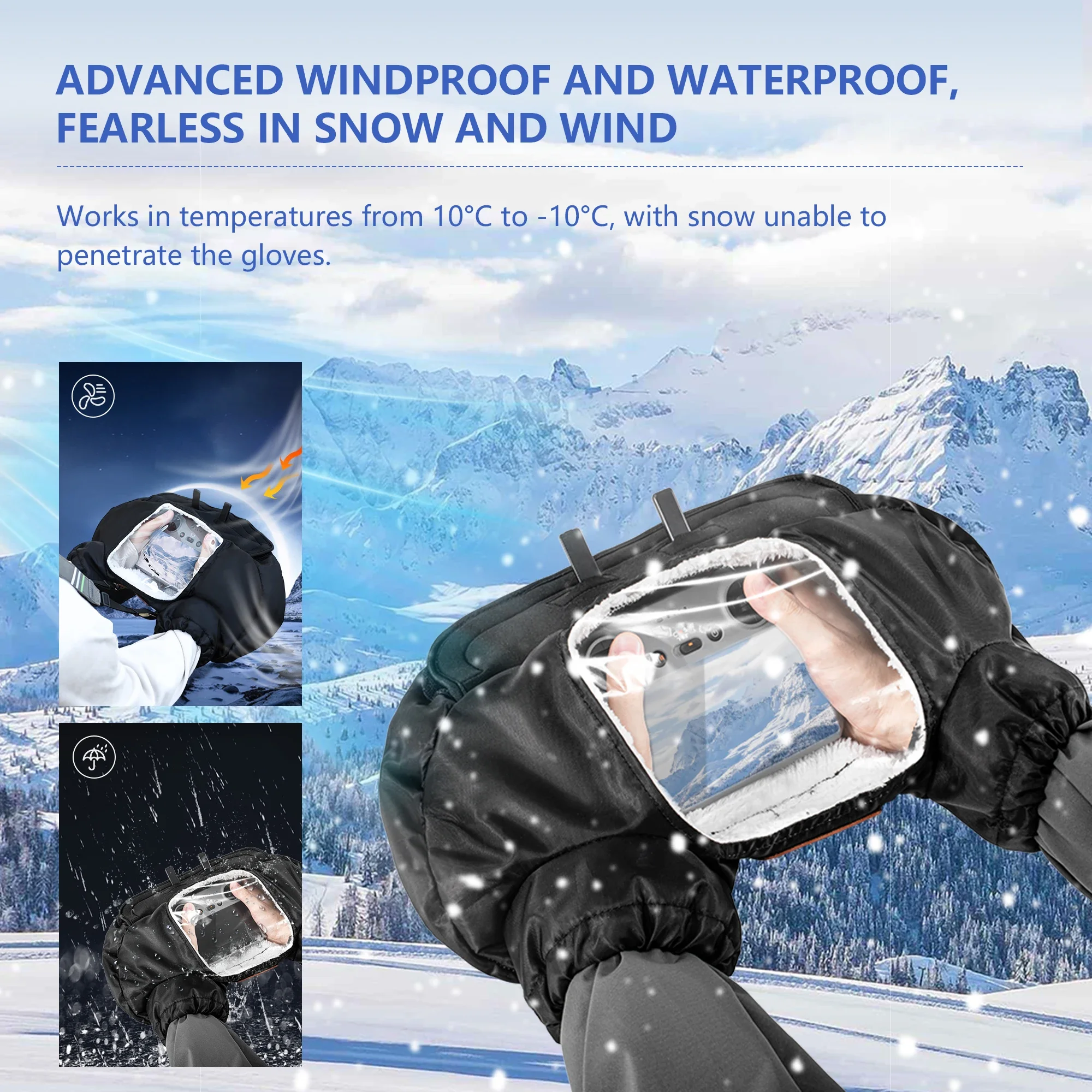 Winter Warm Gloves Drone Flight Cold Pilot Gloves for DJI Avata 360/Mavic 4 3 Pro/Mini 3 4 5 Pro/Air 3S 2S/FLIP/Avata 2/Neo 2