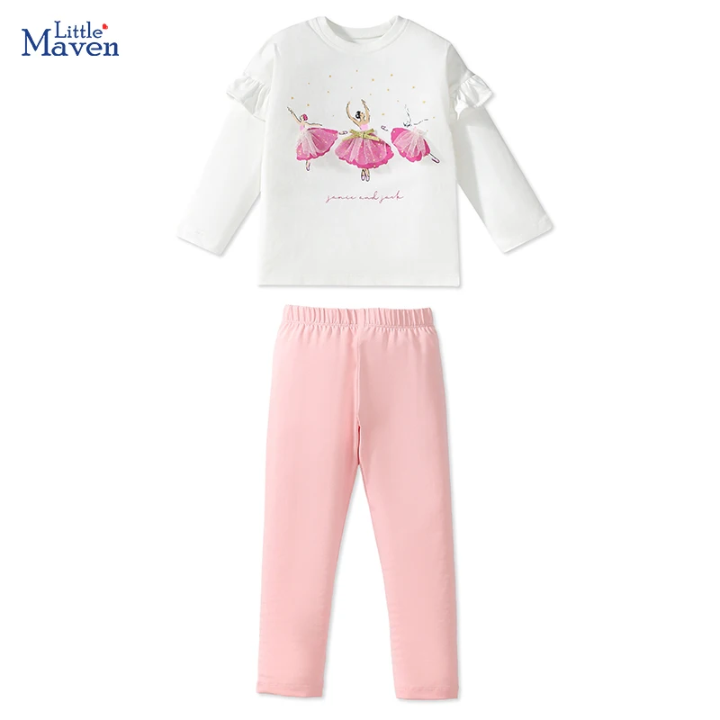 Little maven Kids Clothes Autumn Children Clothing Baby Girl Cotton Ballet T-shirt Tops+Pants Leggings Sets Girls Princess Suits