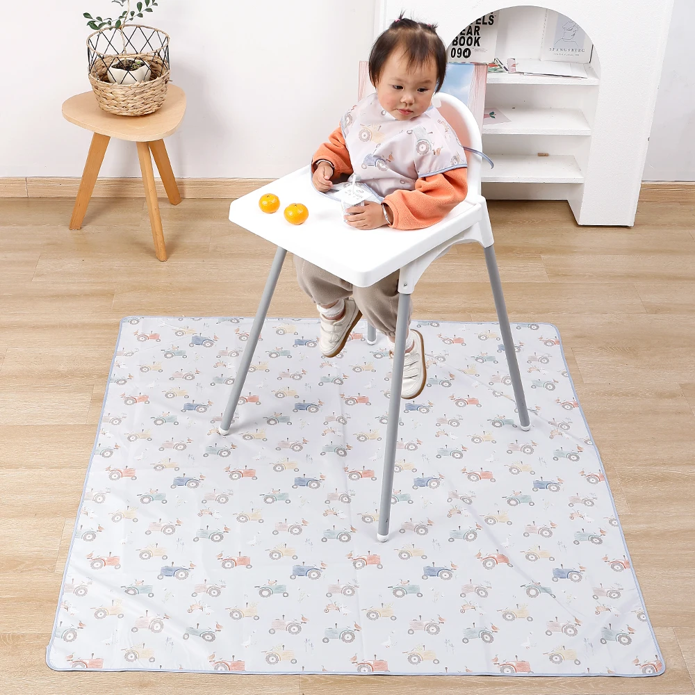 Elinfant 1 Pc Baby High Chair Splat Mat Portable Baby Dining Chair Mat Waterproof Spill Mat Anti-Slip Floor Protector Splash Mat