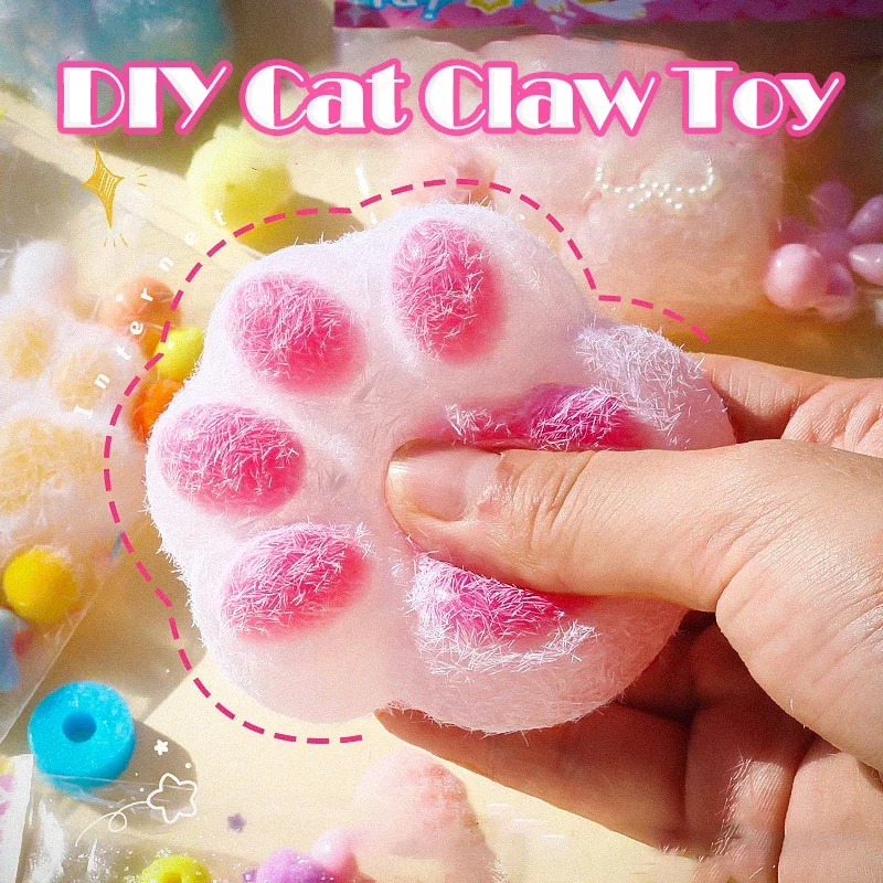 Plush Cat\'s Paw Pinch Cute Cartoon TPR Extrusion Slow Rebound Spongy Animal Finger Toys for Children Adult  Anti Stress