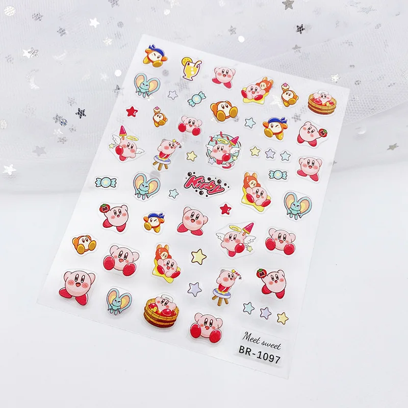 

Анимация, новые ремесленные тисненные наклейки для дизайна ногтей, японские милые наклейки для сумки с закусками Кирби, чехол для мобильного телефона, декоративные наклейки
