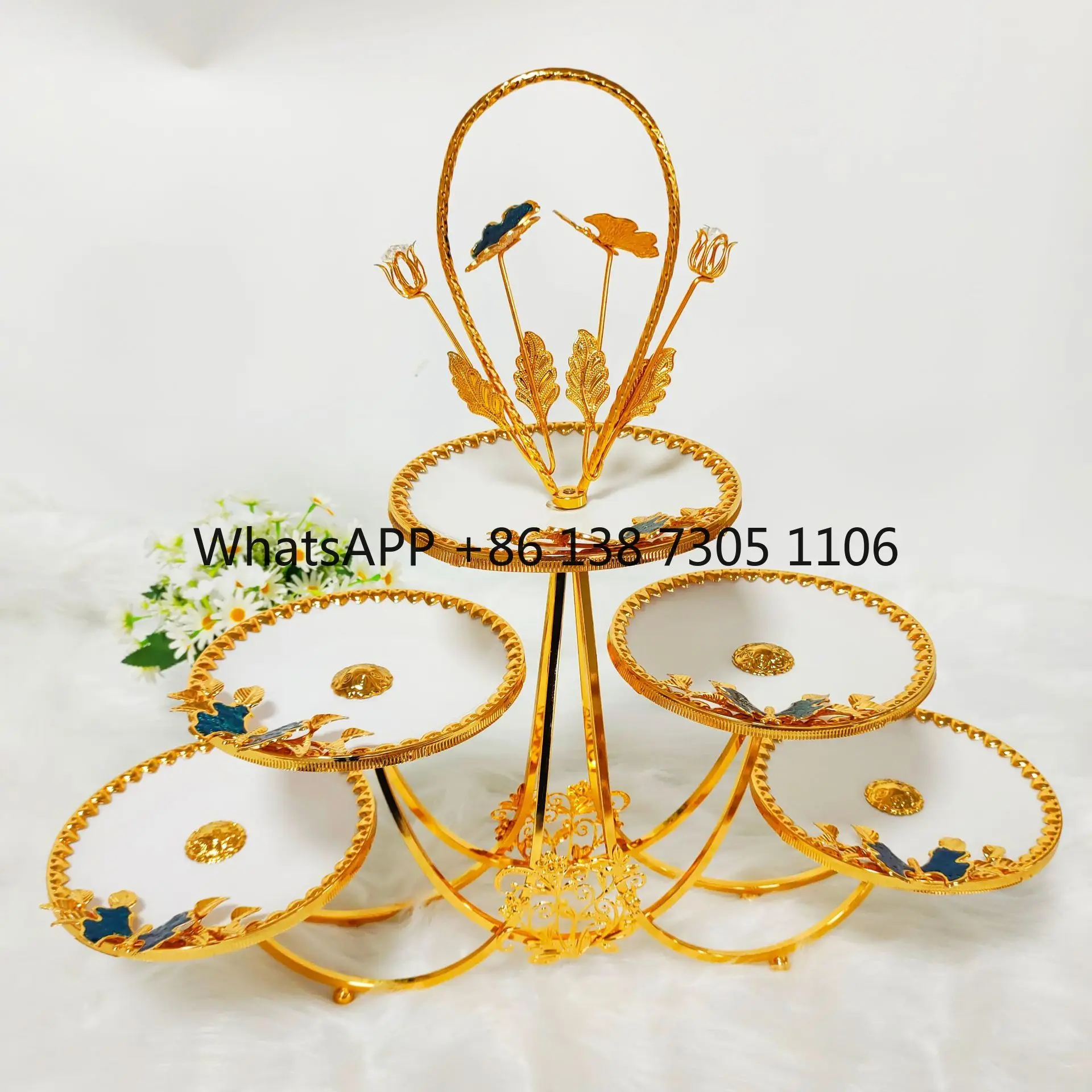 

European living room three heads five heads creative ceramic flower glass fruit plate light luxury retro KTV hotel ornament