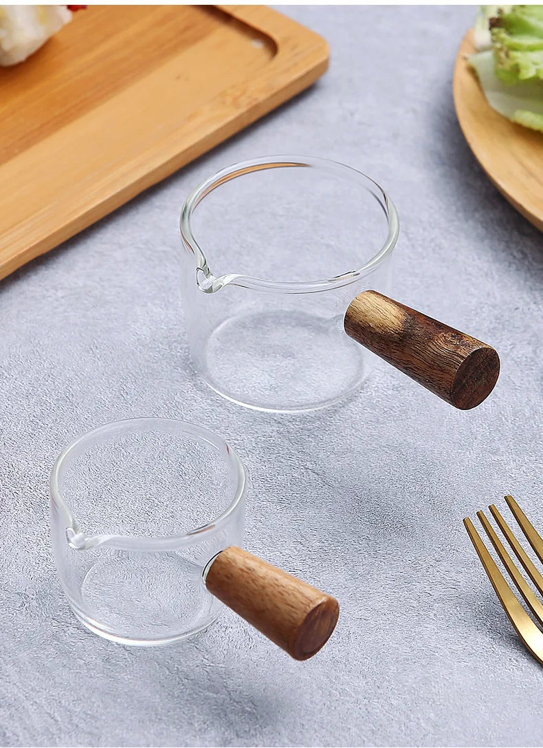 Glass Espresso Measuring Cup Double/Single Mouth Glass MilkJug with Handle Glass Scale Measuring Mugs