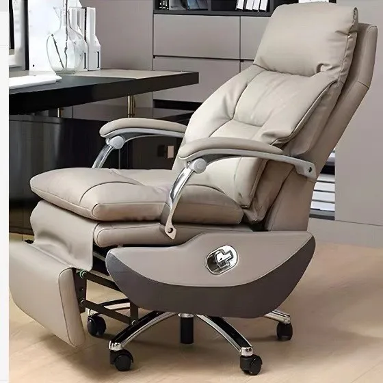 AOLIVIYA First-layer Cowhide Electric Boss Chair Study Home Comfort Computer Swivel Chair Business President Reclining Massage O