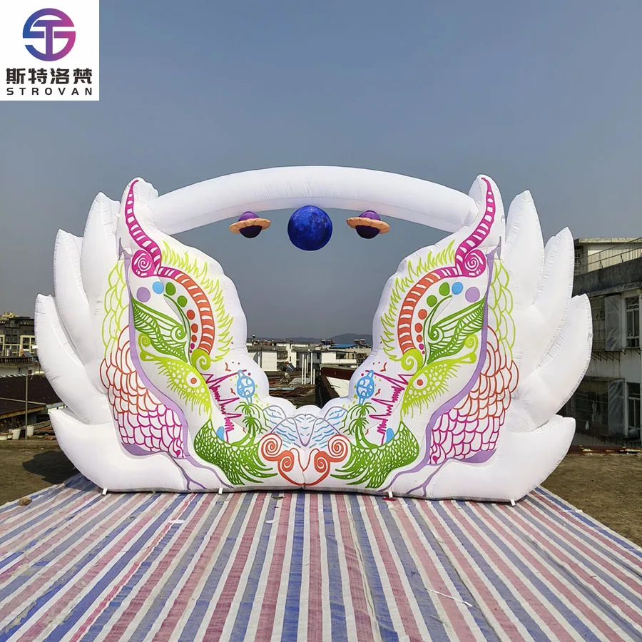 

STLF Custom Inflatable DJ Wings Bar with LED Colorful Lights,DJ Booth Portable for Outdoor Events Party Decorations