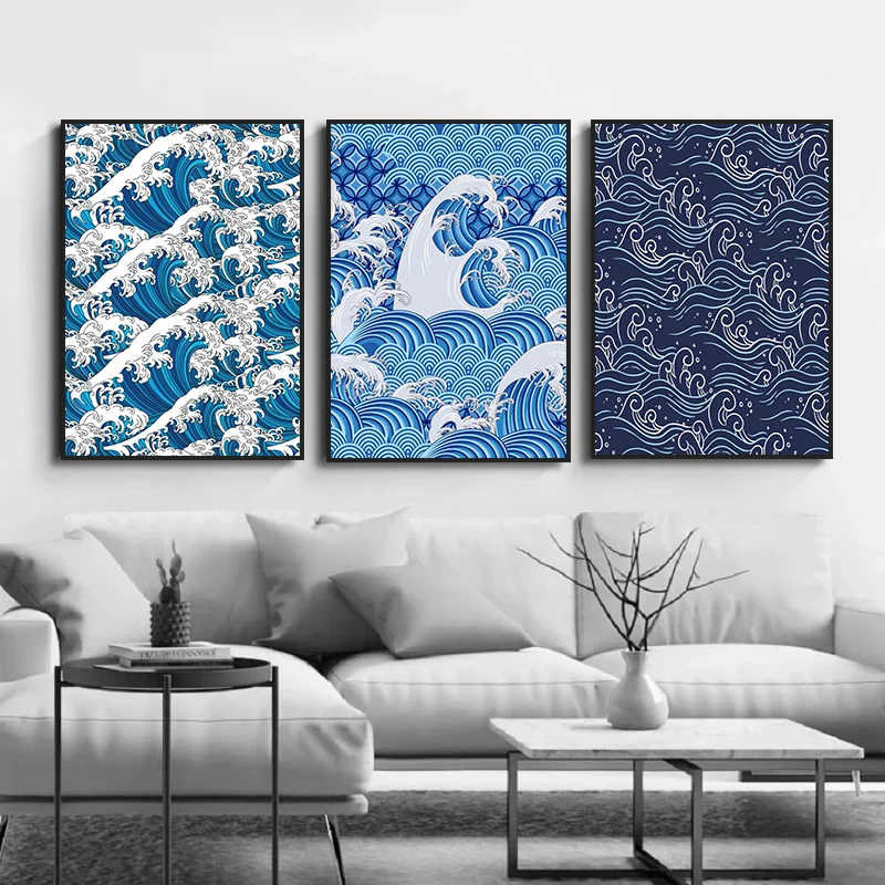 The Great Wave of Kanagawa Japanese Ukiyo-e Vintage Canvas Art Poster and Prints Wall Painting Living Room Home Decor Picture