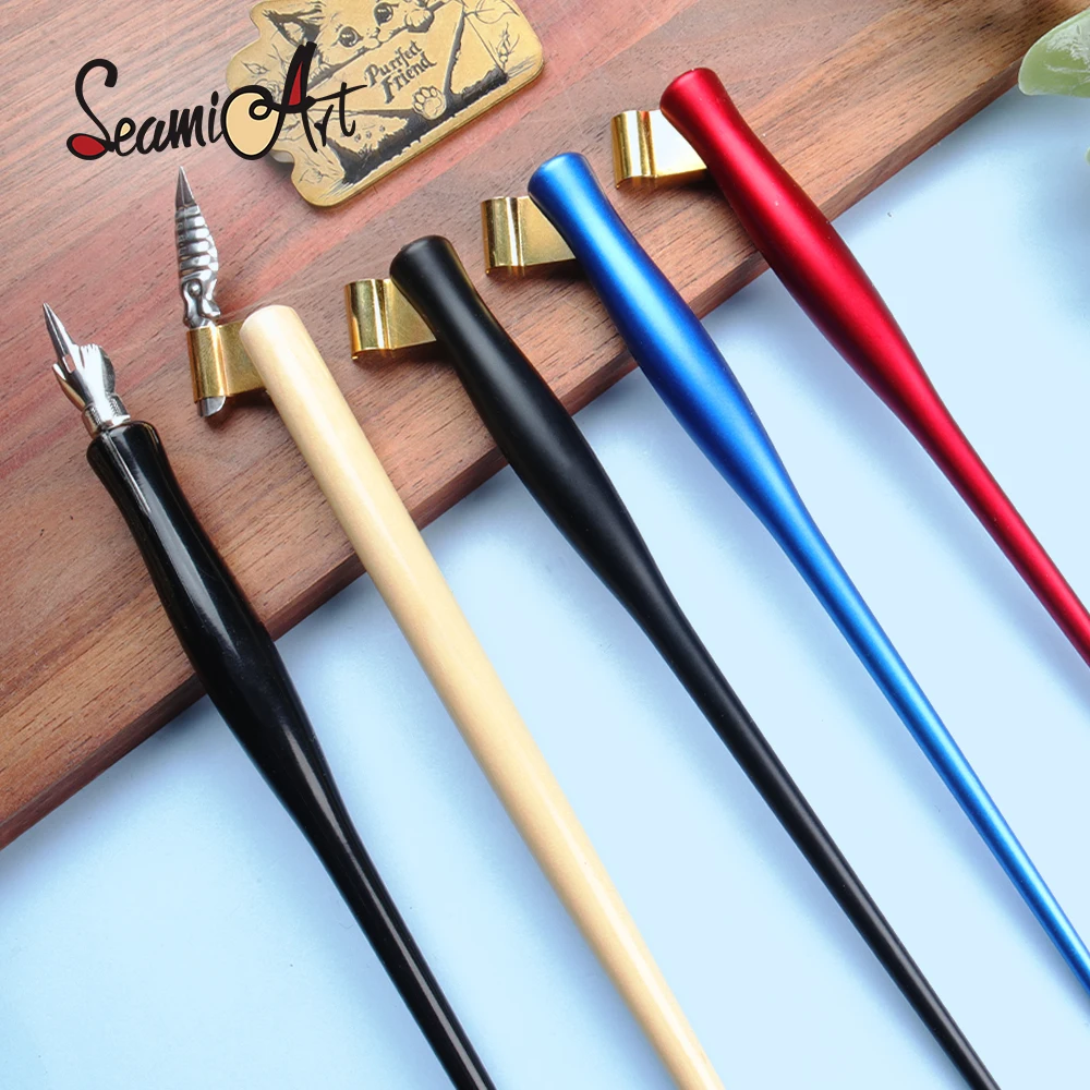 

Многофункциональный держатель для перьевых ручек SeamiArt, 1 шт., с фланцем, набор из 5 перьев для художников, аниме, комиксов, каллиграфии