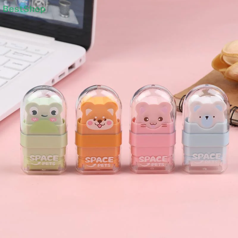 2Pcs/Set Roller Eraser Animal Shaped Eraser Clean Few Shavings Cute Cartoon Eraser