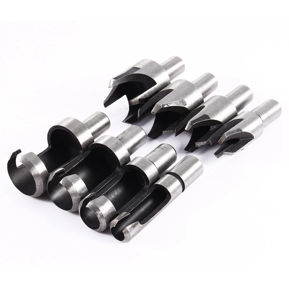 8 Pcs Chamfer Wood Plug Cutter Straight & Tapered Taper Claw Type Drill Bits Wood Plug Cutter Drills Industrial Hardware Tools