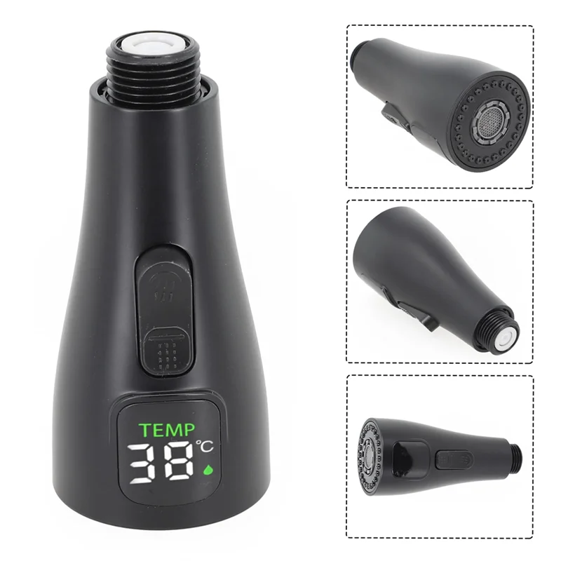 AT43-LED Faucet Tap Nozzle Replacement Faucet Water Saving Reduce Bills Faucet Digital Pull-Out Nozzle