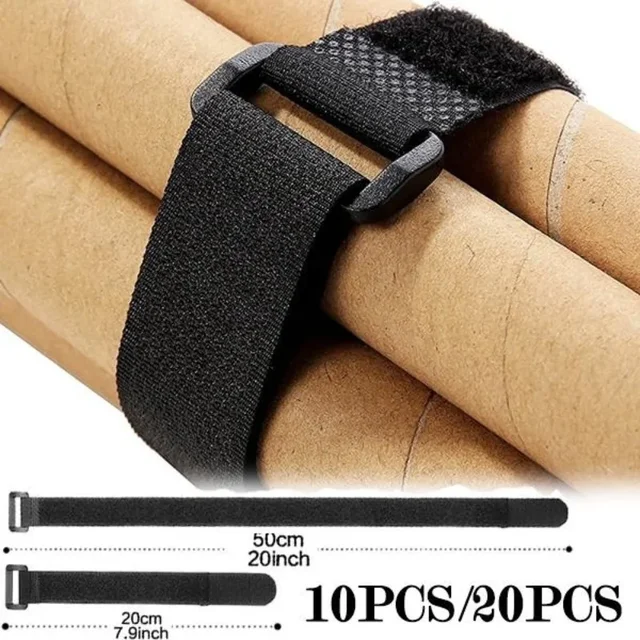10 SZT./20 SZT. Paski mocujące na rzep wielokrotnego użytku, nylonowe, do mocowania kabli, wytrzymałe, funkcjonalne opaski, długość 20 cm / 50 cm (opcjonalnie)