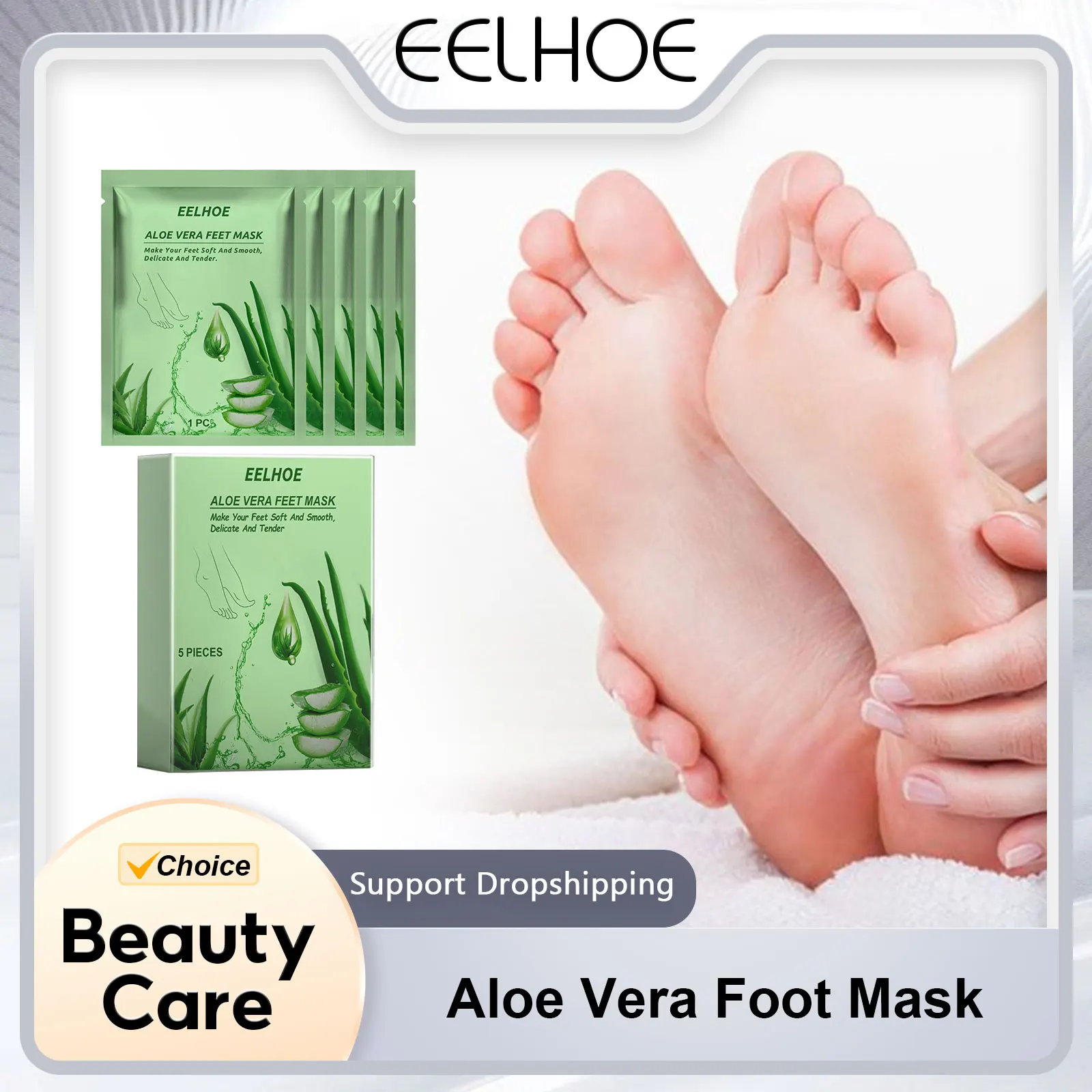 

EELHOE Aloe Vera Foot Mask Peeling Leg Mask Exfoliating Sock Scrub Foot Massage Anti Crack Heel Removal Pedicure Skin Care Pad