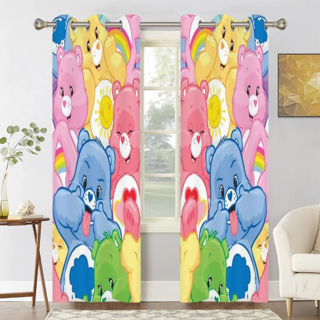 Care Bears Window Curtains  for Living Room Bedrooms 2 pieces Aesthetic Room Decoration