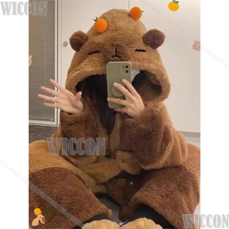 Adult Capybara Cosplay Costume Robes Kigurumi Onesie Anime Nightgown Halloween Cartoon Pajamas