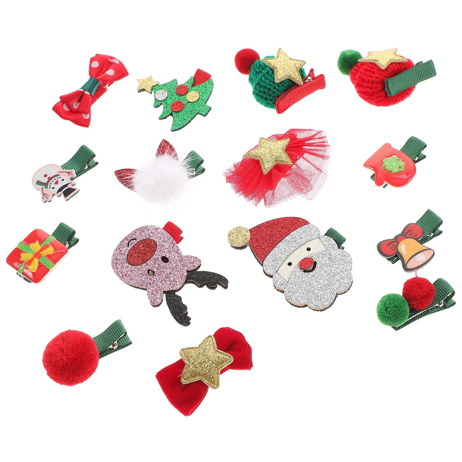 

20pcs Christmas Hair Clips Set for Girls Durable Practical Wear Cartoon Design Hair Pins Kids Gifts Shine Barrettes
