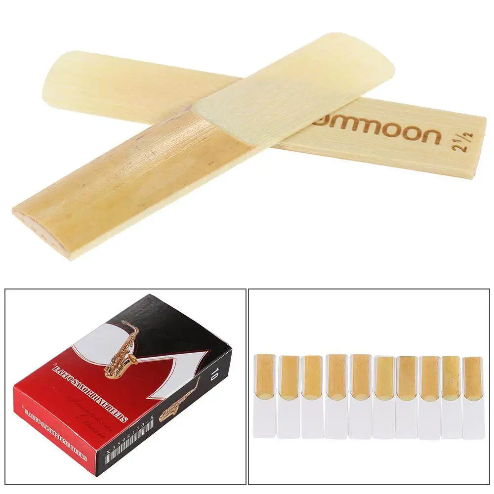 Ammoon Alto Saxophone Reed 10-pack Pieces Strength 2.5-3.0 Bamboo Reeds for Eb Alto Saxophone Sax Accessories