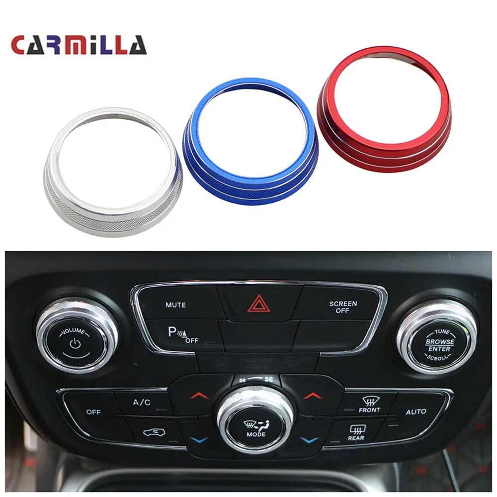 3PCS/SET Car Air Conditioner Knob Switch Button Trim Cover Ring for Jeep New Compass 2th 2017 -2020 Accessorie