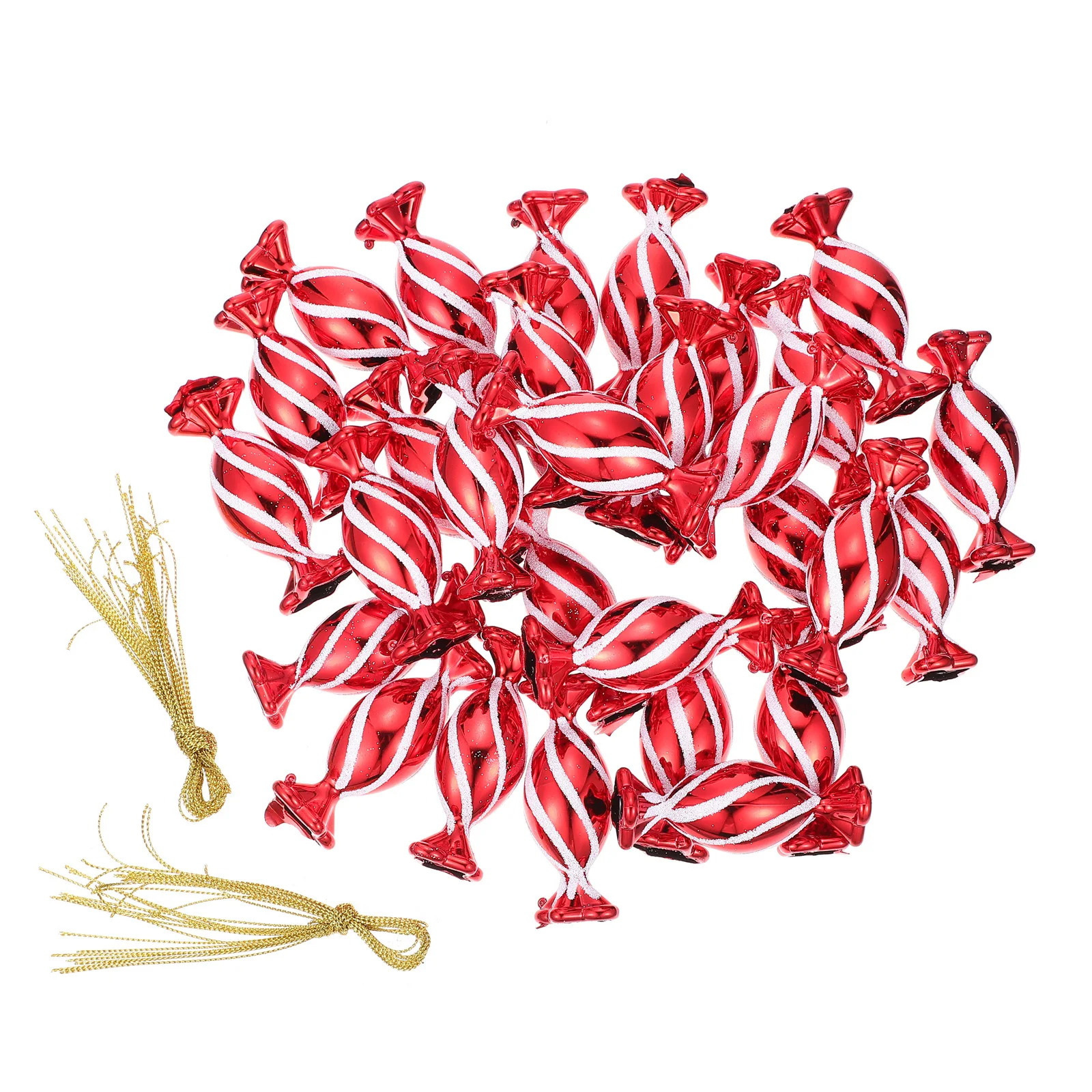 

30pcs Candy Shape Decor Red Christmas Pendant Xmas Tree Hanging Ornament Festive Decorative Supply Holiday Display