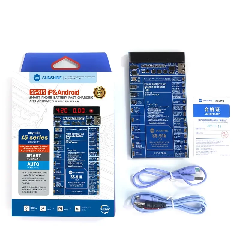 New SUNSHINE SS-915 V9.0 IP Android Battery Activation Charging Board for 6G-15ProMax Huawei VOVI Activated Fast Charging Tool