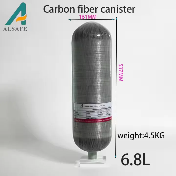 Alsafe Hot Sale 6.8L High Pressure 4500psi 300bar 30mpa Fully Wrapped Composite Carbon Fiber Cylinder