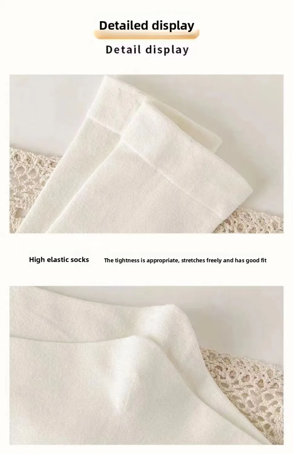 5 Paar Damensocken, mittlere Röhre, gestapelte Socken, einfarbig, flacher Boden, lässige Socken, schwarze und weiße Frühlings- und Herbstsocken – Detail 10